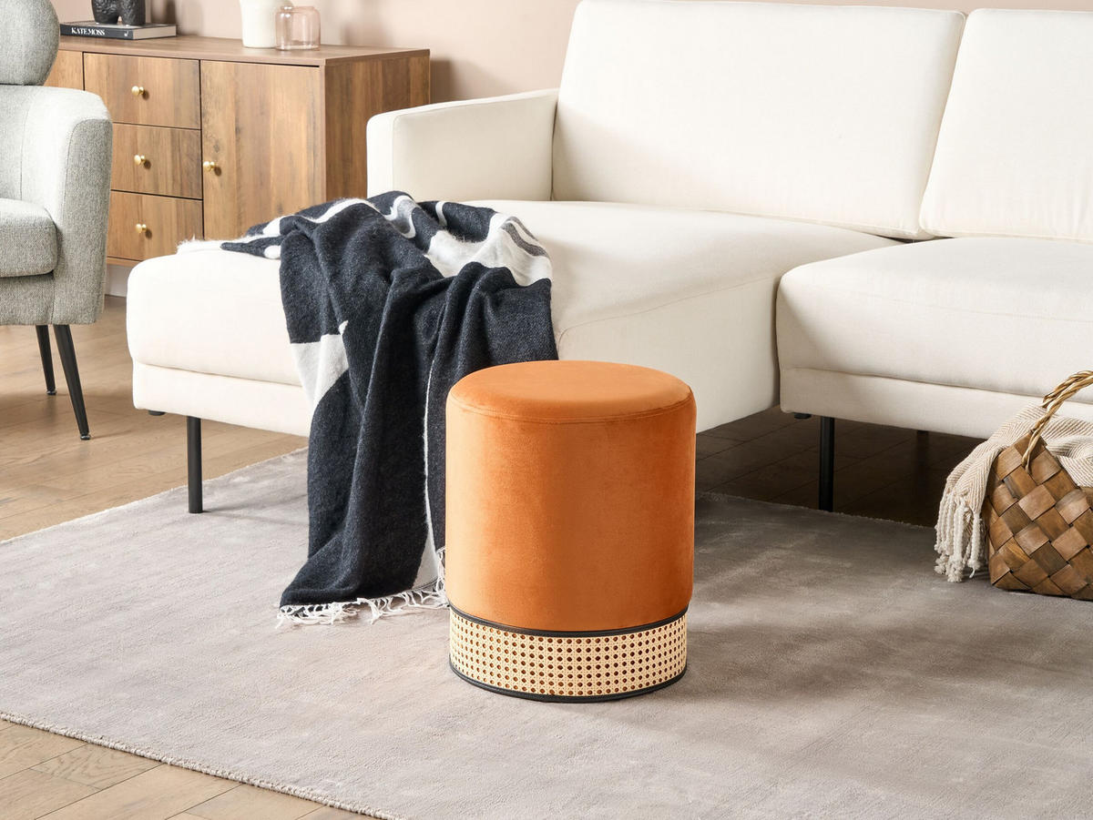 POUF Yankton 35/35/42 cm - Orange, Textil (35/42/35cm) - Beliani