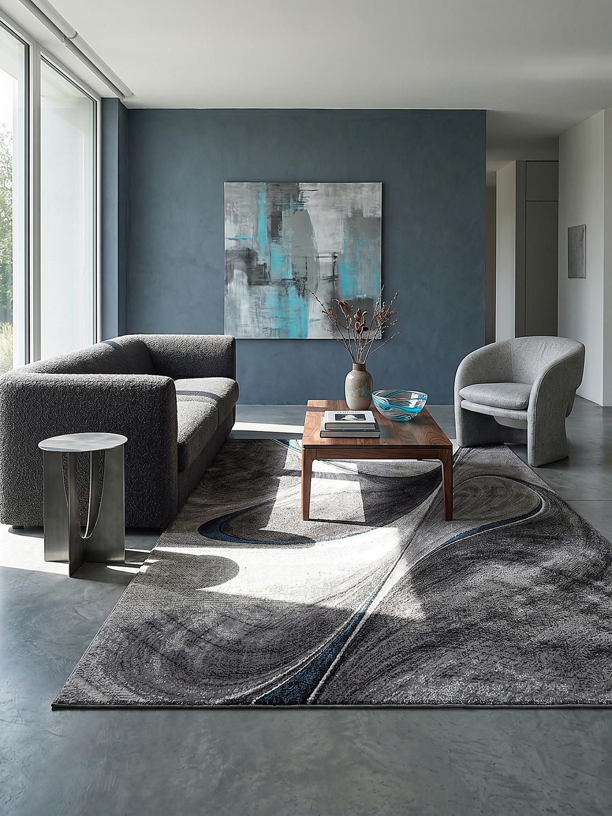 KURZFLORTEPPICH Abstrakt BIENO Polypropylen Grau 160 x 230 cm - Grau, Textil (160/230cm) - KADIMA DESIGN