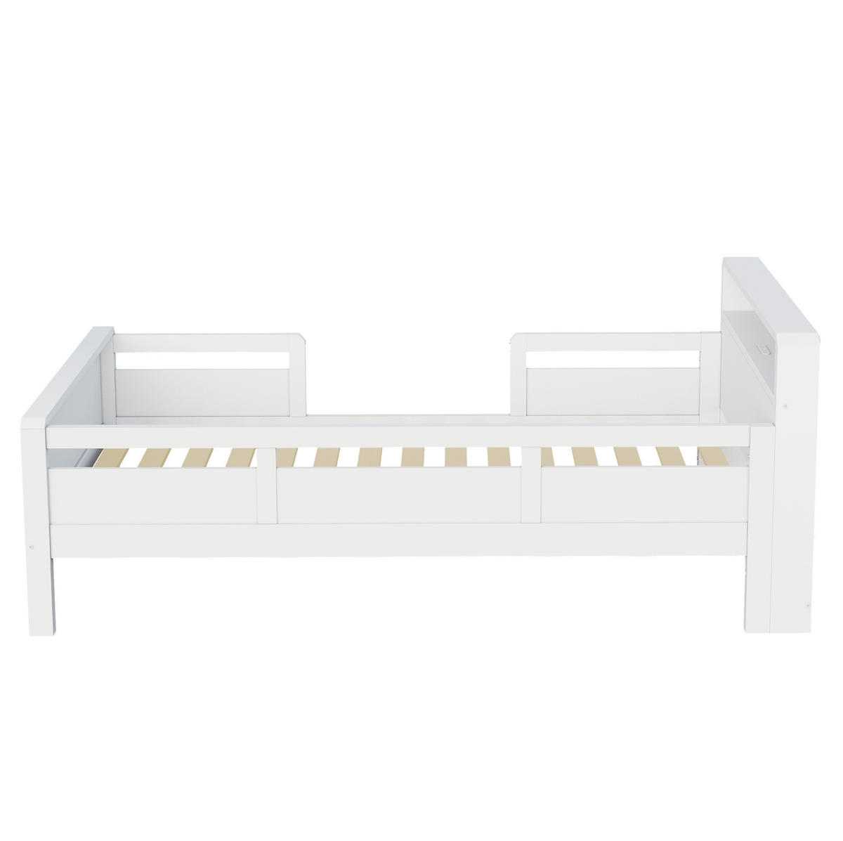 KINDERBETT 90/200 cm Weiß aus Kiefernholz mit LED-Beleuchtung und USB-/Type-C - Weiß, Holz (90/200cm) - Flora Grace