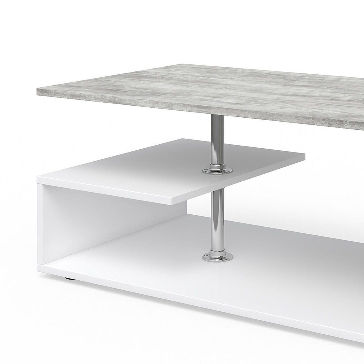 COUCHTISCH Guillermo Beton/Weiß 91 x 52,6 cm - Weiß/Grau, Holzwerkstoff (52.6/91/41cm) - Vicco