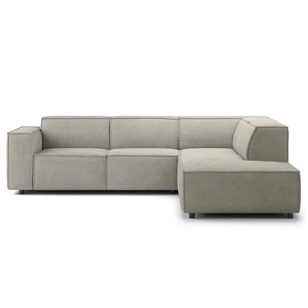 ECKSOFA mit Ottomane - Graubraun/Schwarz, Kunststoff/Textil (260/234cm) - home24