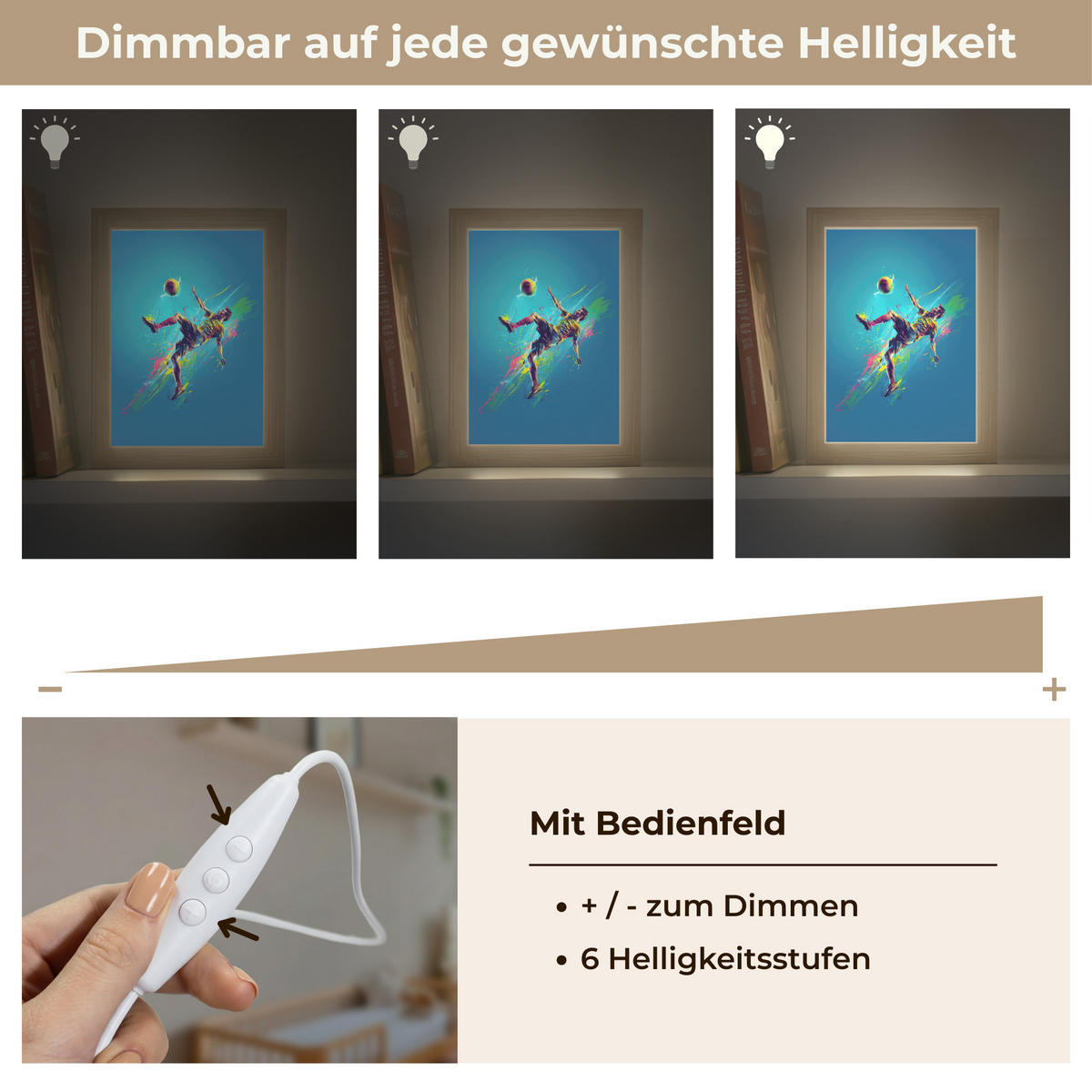 NACHTTISCHLAMPE Fußballer - Farbspritzer - Farbenfroh - Ball 15x20 cm - Blau, Holzwerkstoff (8/15/20cm)