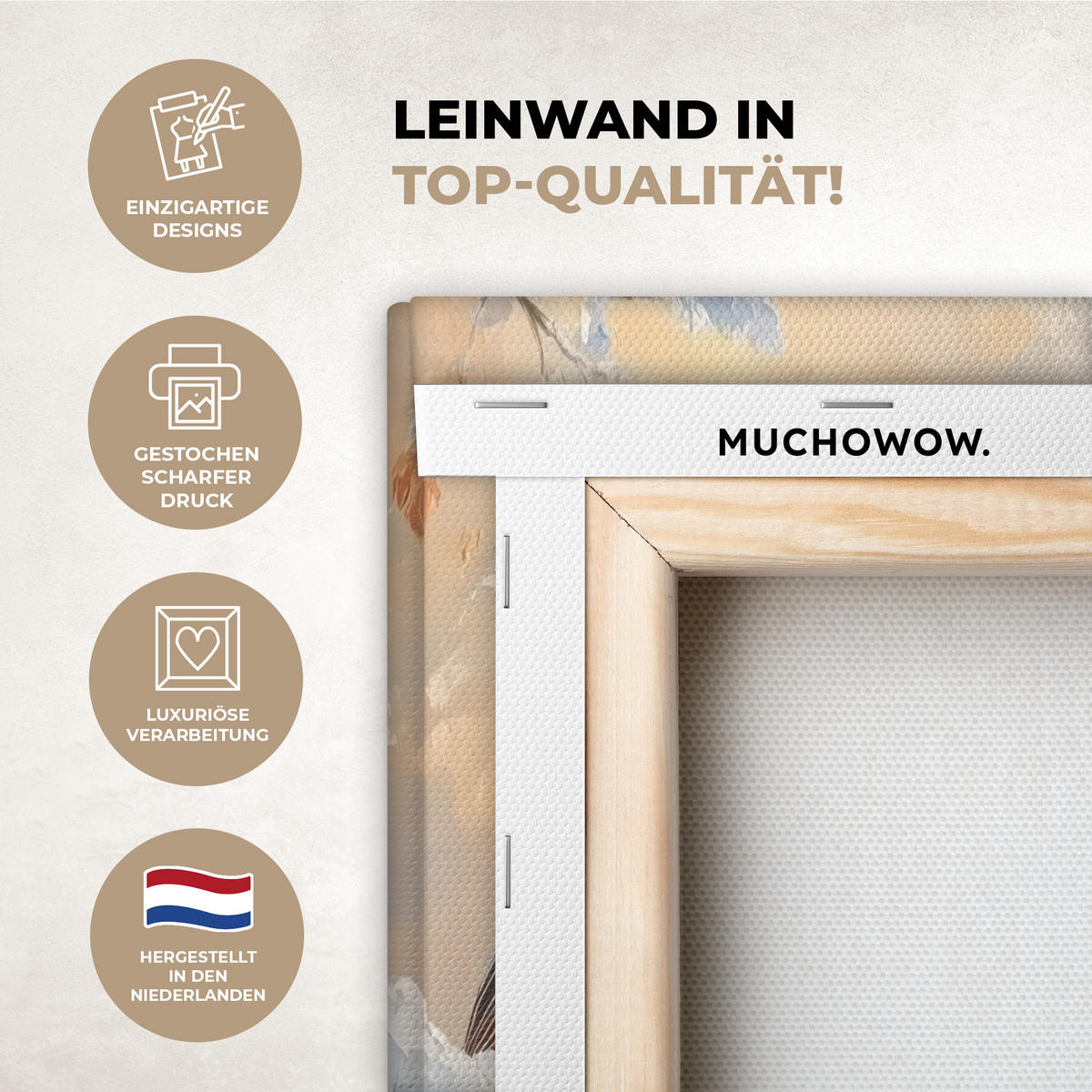 LEINWANDBILD Vögel - Zweig - Winter - Schnee Deko Wohnzimmer 20x30 cm - Pastellblau, Textil (20/30cm) - MuchoWow