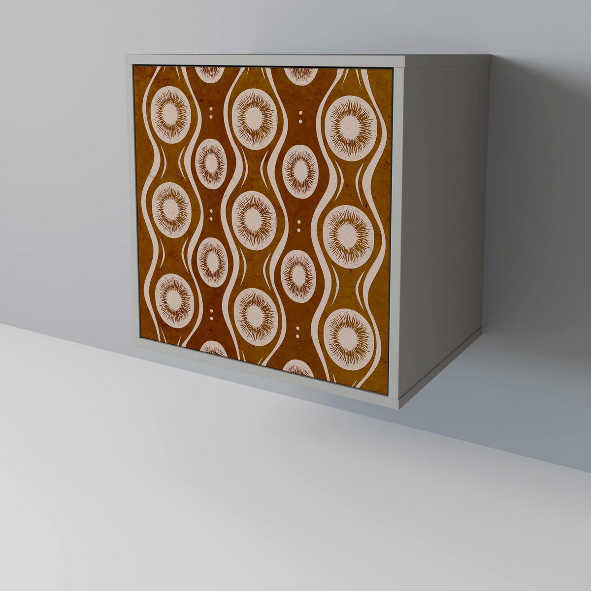 SIDEBOARD BROWN EYES, Grau, 57,5x42x72,5 cm, Schwarze Metallfüße - Multicolor/Schwarz, Holzwerkstoff/Metall (57.5/72.5/42cm) - SpaceRebels