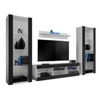 WOHNZIMMERSET TIVOLI GRANDE, 4er-Set, Schwarz - Schwarz/Weiß, Glas/Holzwerkstoff (250/159/35cm) - Komodee