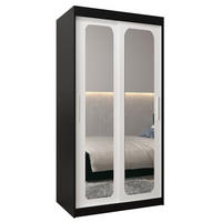 SCHWEBETÜRENSCHRANK 200/100/62 2-türig - Silberfarben/Schwarz, Holz/Kunststoff (100/200/62cm) - Abiks Möbel