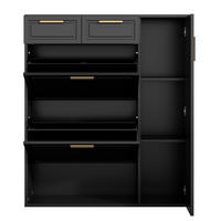 SCHUHSCHRANK mit Schubladen und verstellbaren Regalen 95 x 24 x 107 cm Schwarz - Schwarz, Holzwerkstoff (24/107/95cm) - Beauniv