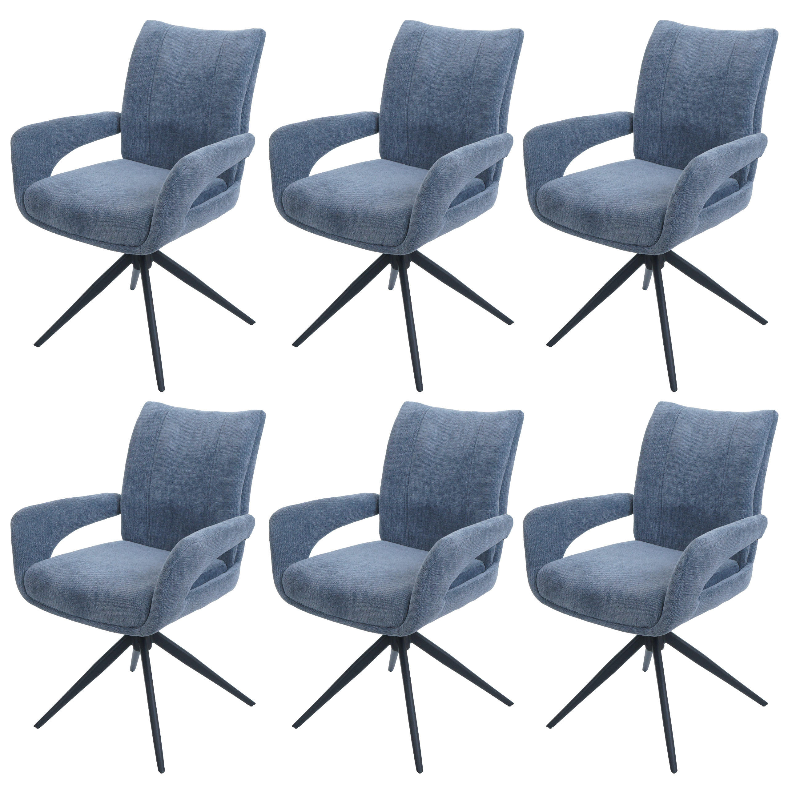 JEDÁLENSKÁ stolička Šedá, modrá, sada 6 ks - modrá/sivá, textil (60/90/60cm) - MCW