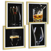 BILDER SET 4er Set - 50x50 cm & 40x60 cm Goldrahmen - Whisky, Wein, Champagner, Kaffee, Alkohol - Goldfarben, Kunststoff (50/50cm) - TULUP
