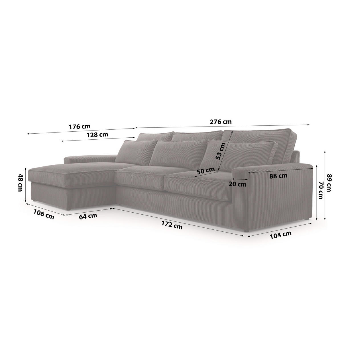 ECKSOFA 4 Sitzer Medan Mini, Dunkelbraun - Dunkelbraun, Textil (276/176cm) - Fedve