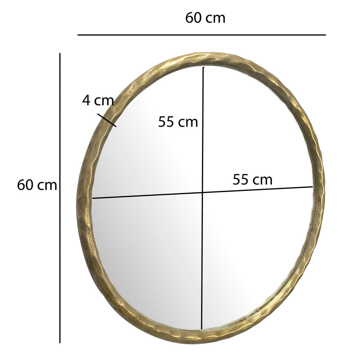 WANDSPIEGEL Rund Metall Gold 60 cm Klassisches Design - Goldfarben, Glas (60/60/4cm) - KADIMA DESIGN
