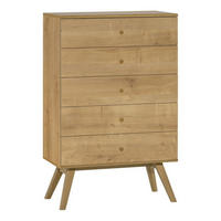 KOMMODE mit 5 Schubladen L75 cm - NATURE - Eichefarben, Holzwerkstoff (40/117/75cm) - Calicosy