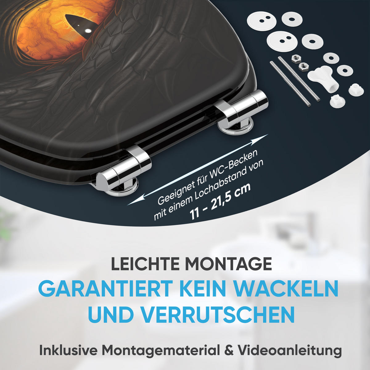 WC Sitz mit Absenkautomatik Eye - Schwarz, Holzwerkstoff (38/6/47cm) - Sanilo