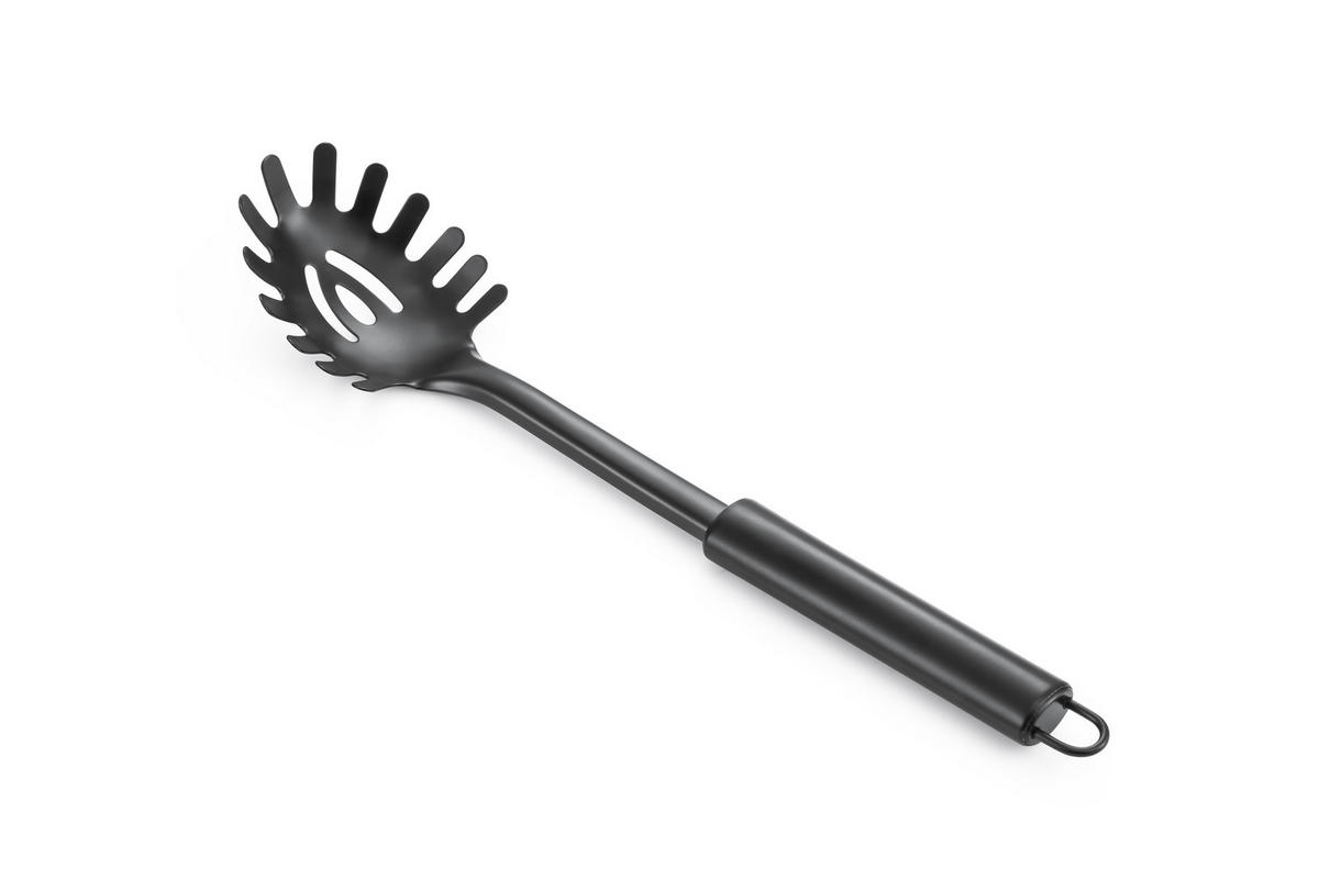 NUDELLÖFFEL Modern Kitchen Schwarz 30/6.5/4 cm Metall - Schwarz, Metall (30cm) - Mondex