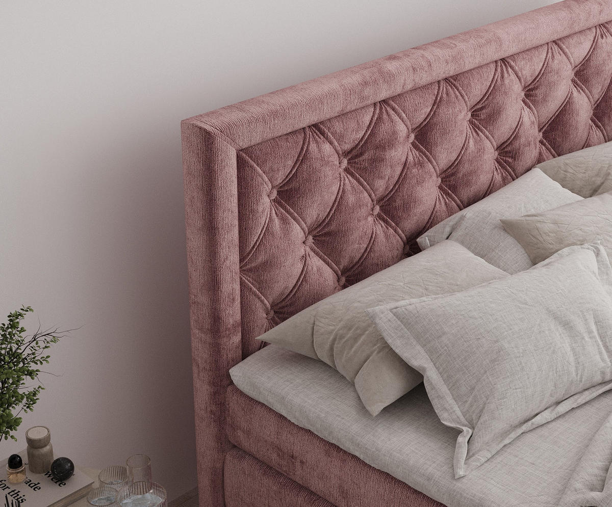 BOXSPRINGBETT Aurelia Rosa 200/200 cm - Schwarz/Rosa, Holz/Holzwerkstoff (200/200cm) - Maison de Reve