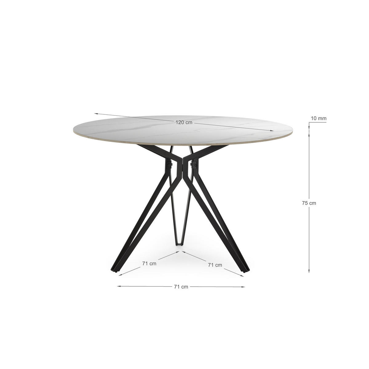 ESSTISCH Aina Schwarz 120/120/76 cm - Schwarz, Stein (120/120/76cm)