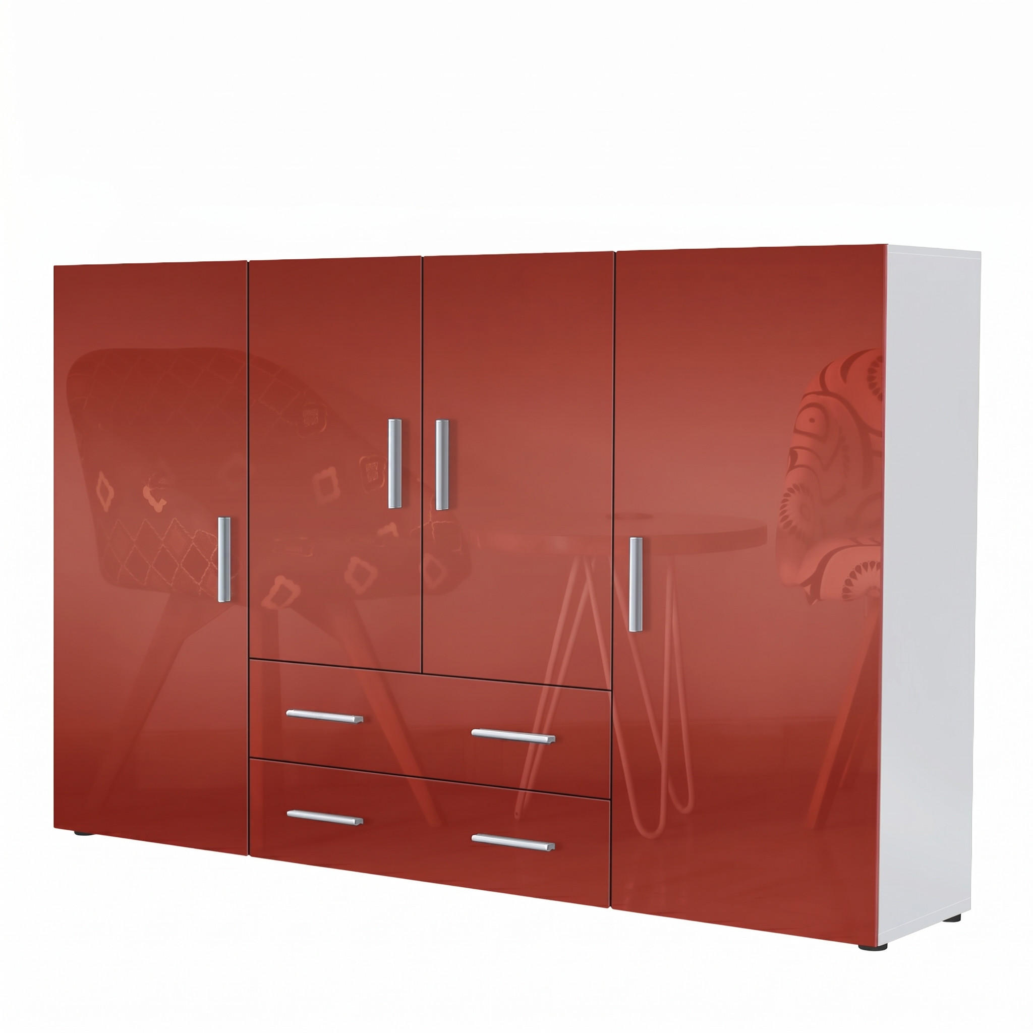 HIGHBOARD Nora Front in Bordeaux Hochglanz - Bordeaux, Holzwerkstoff (166/106/35cm) - Vladon