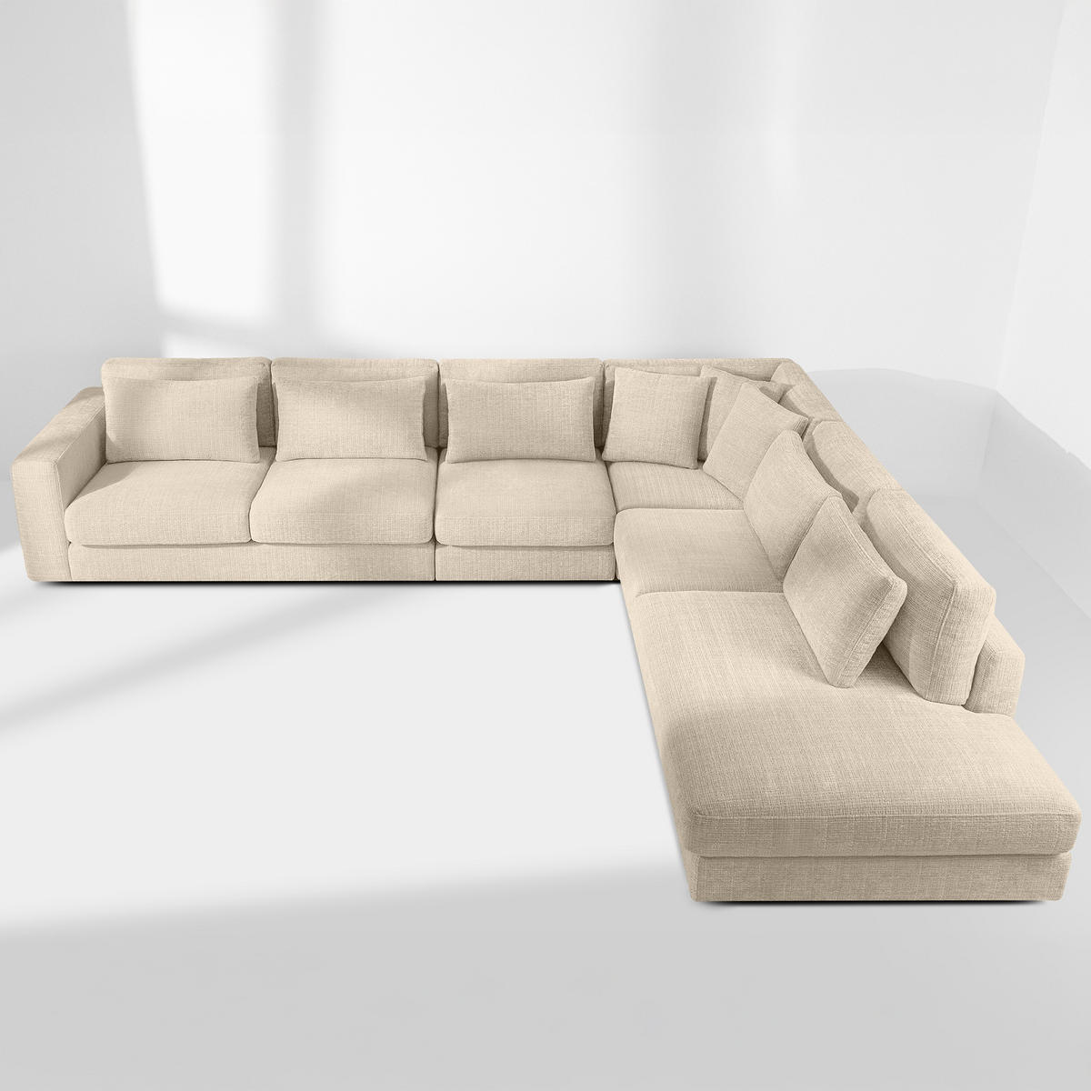 ECKSOFA XL rechts VERUS - Creme, Holz/Holzwerkstoff (377/328cm) - KONSIMO®