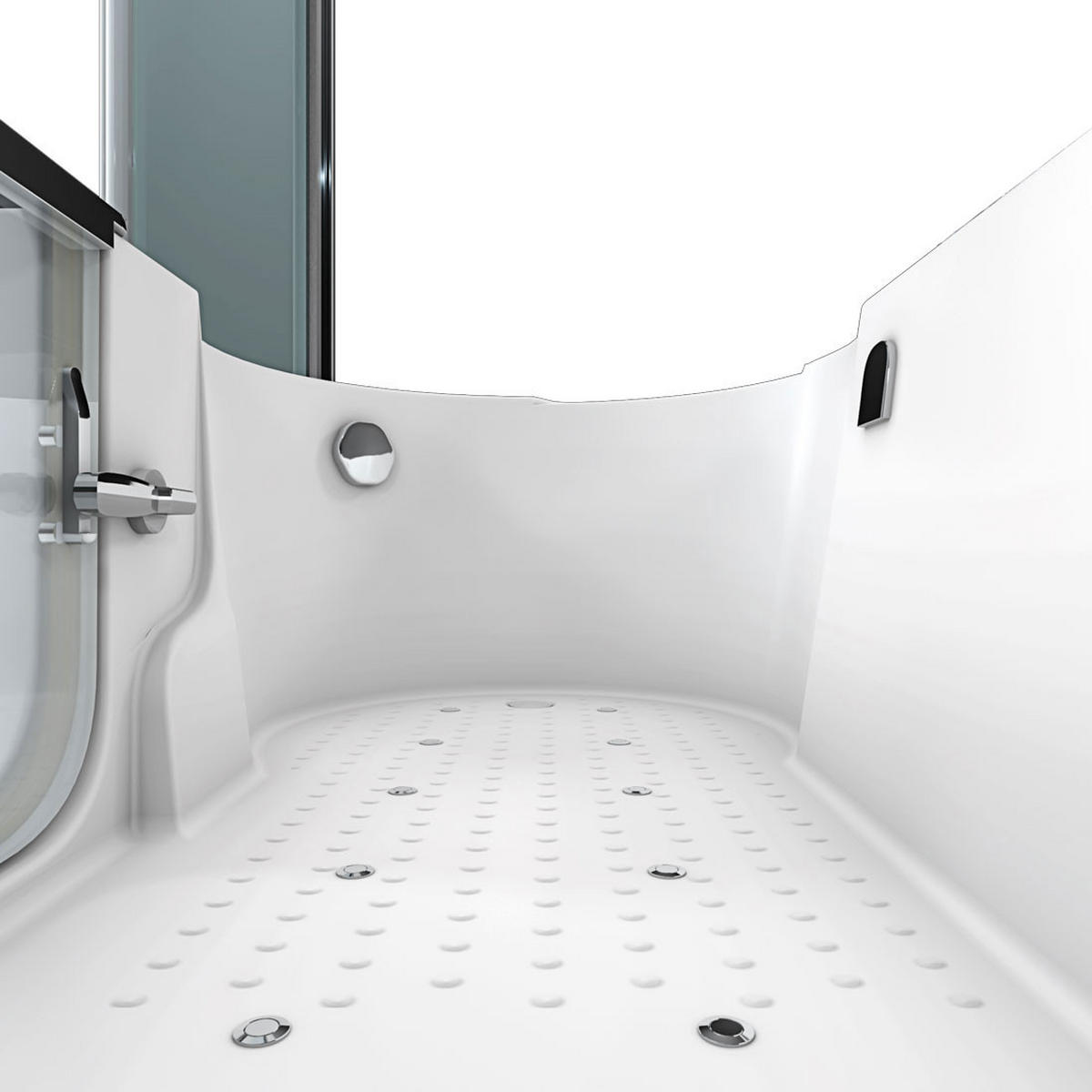 SENIORENDUSCHE Whirlpool mit Tür S12D-AIR-R - Weiß, Glas/Kunststoff (170/200/85cm) - AcquaVapore by Sandra Jentho