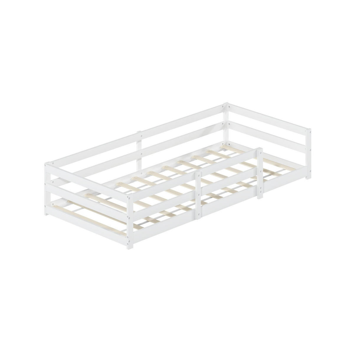 KINDERBETT Montessori 90/200 cm, weiß mit Lattenrost - Weiß, Holz (90/200cm) - MIVRAY