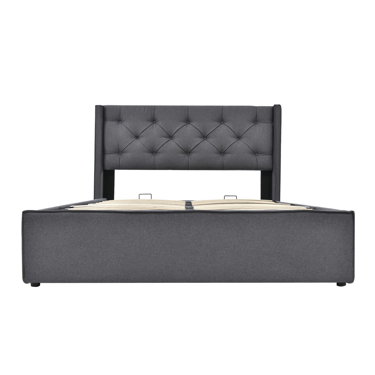 ČALOUNĚNÁ postel 160/200 cm šedá z bavlny s hydraulickým úložným prostorem - šedá, textil (160/200cm) - OKWISH