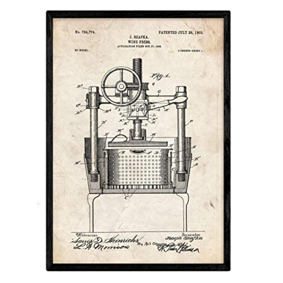 POSTER Wein Crimpen Patent A3 Rahmenlos - Klar, Papier (29.7/5/42cm) - Nacnic