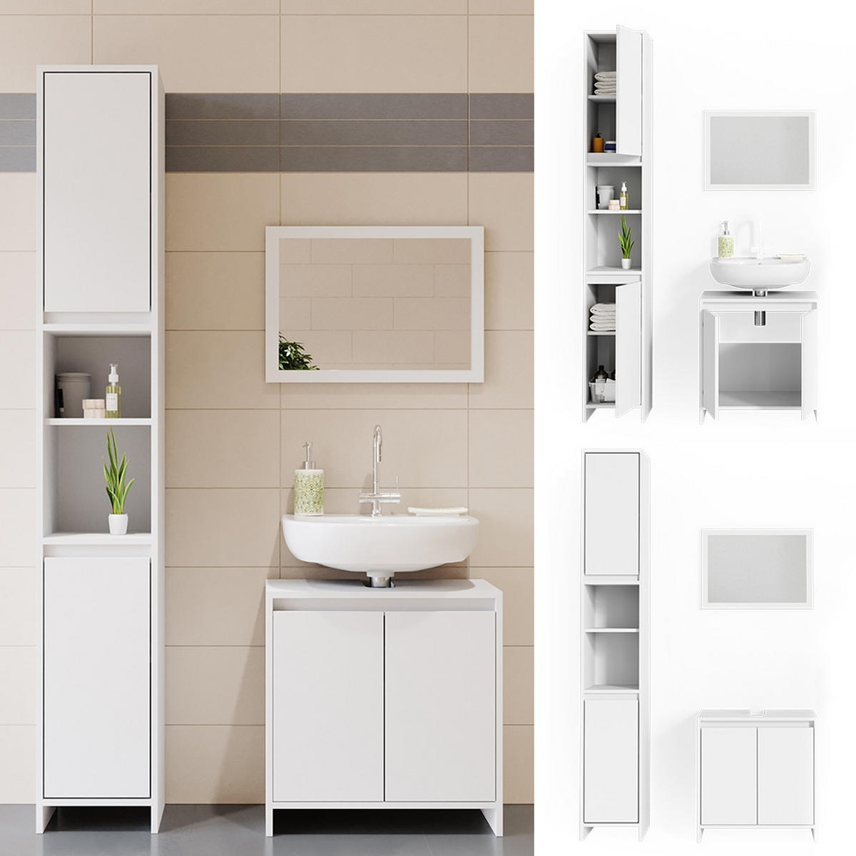 KOUPELNOVÝ NÁBYTEK Emma Bílá - bílá, kompozitní dřevo (58/60/33cm) - Vicco