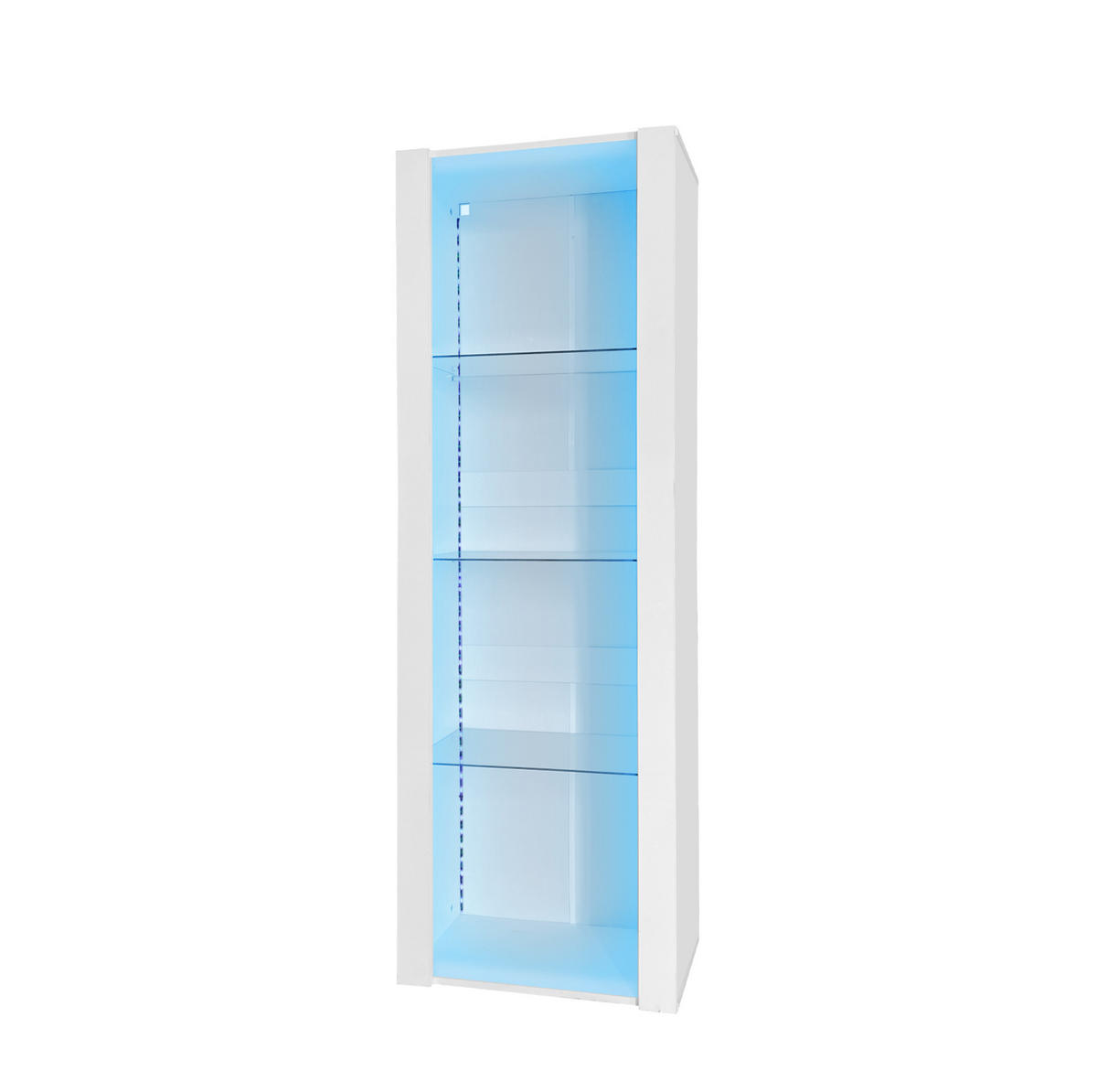 VITRINA 55/38/166 cm bijela od iverice s LED rasvjetom i 3 staklene police - bijela, drvni materijal (55/166/38cm) - OKWISH