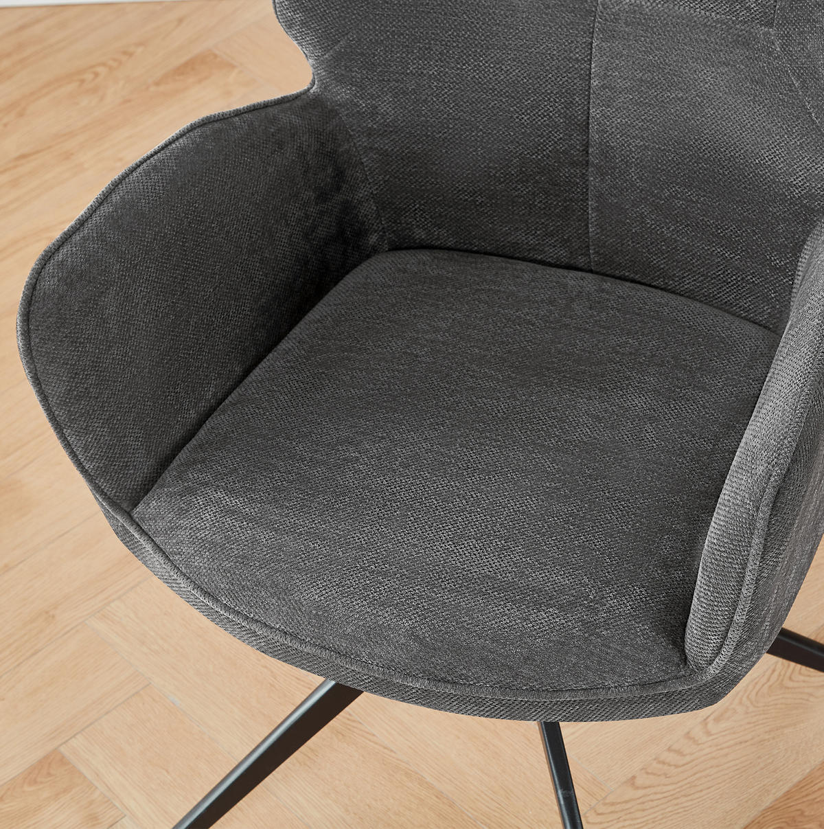 STUHL drehbar 2er-Set Dunkelgrau mit Metallbeinen - Dunkelgrau, Metall (45/84/53.5cm) - Meubliv