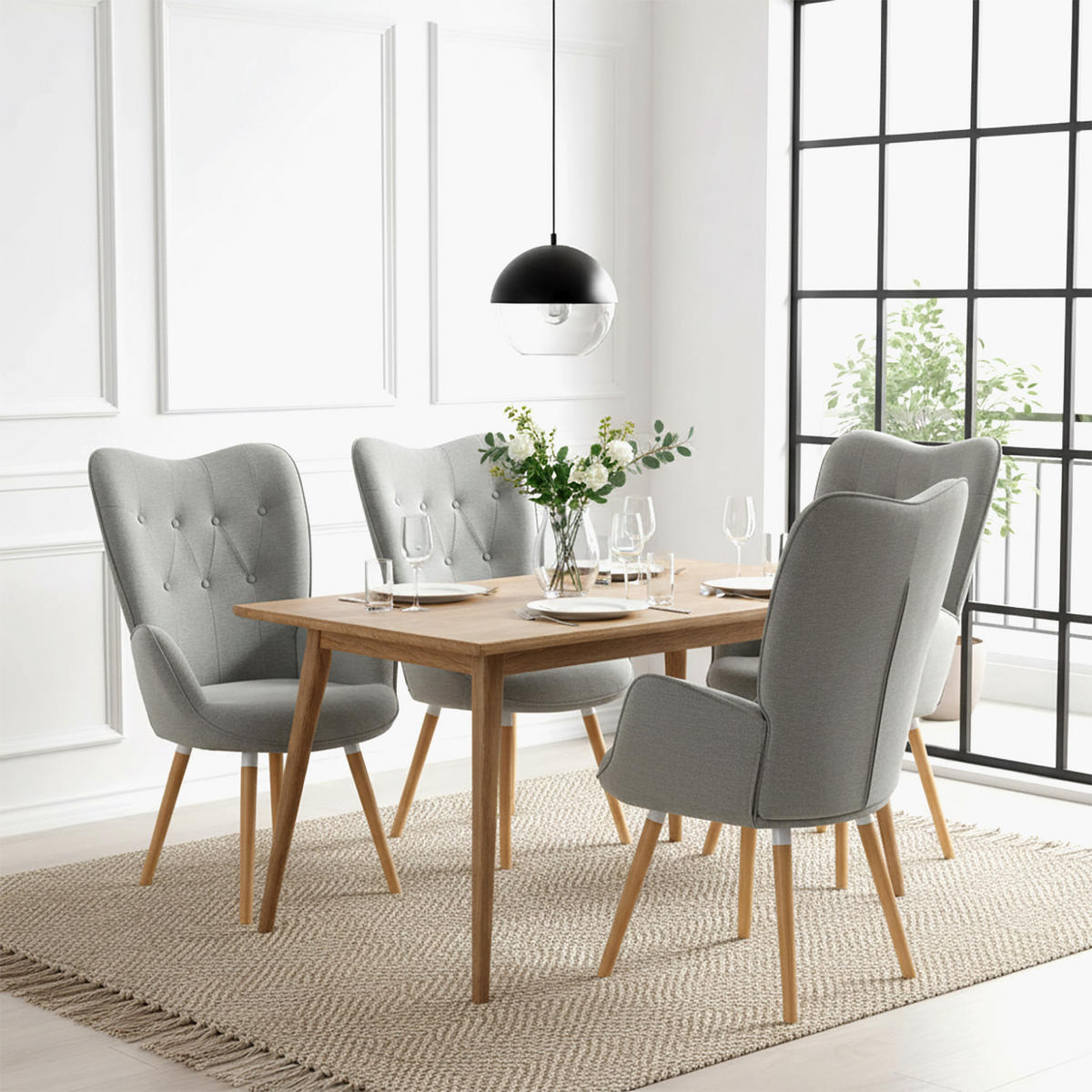 RELAXSESSEL 2er Set mit Knopfheftung in Grau - Grau, Textil (68/106/73cm) - Meubles Cosy