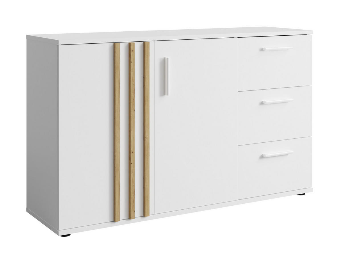 SIDEBOARD Turell 2D3SZ Weiß 120/73/35 cm – Kommode mit Schubladen - Weiß, Holzwerkstoff/Kunststoff (120/73/35cm) - AX Living