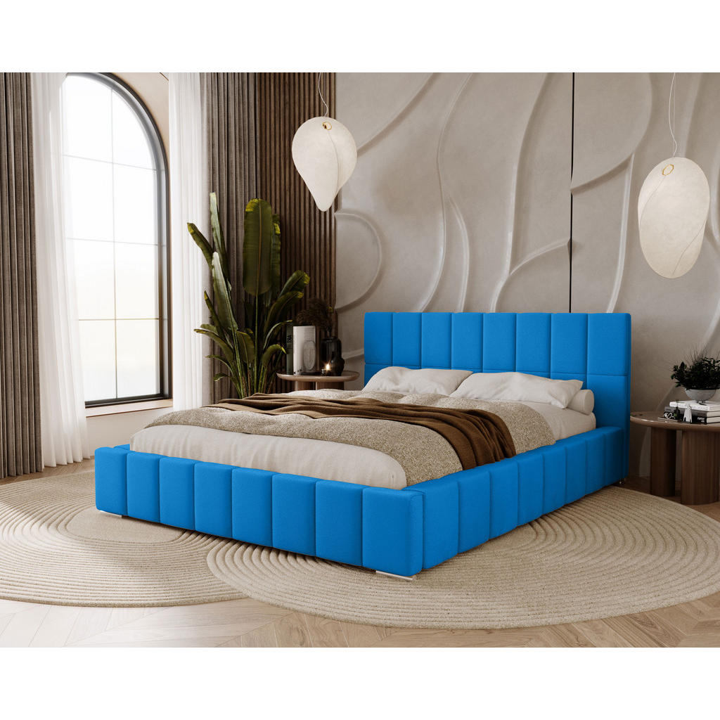 Thumbnail - Marpur Polsterbett, Blau, Textil, Höhe ca. 15 cm, 200x200 cm, Oeko-Tex® Standard 100, Schlafzimmer, Betten, Polsterbette...
