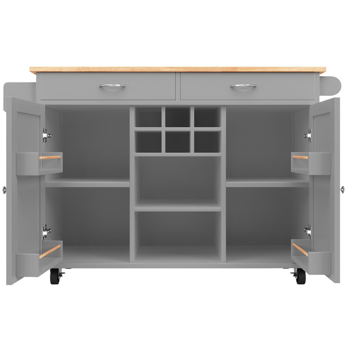 KÜCHENINSEL mit Stauraum 102 x 45 x 92 cm MDF Holzmaserung Grau - Grau, Metall (45/92/102cm) - Beauniv