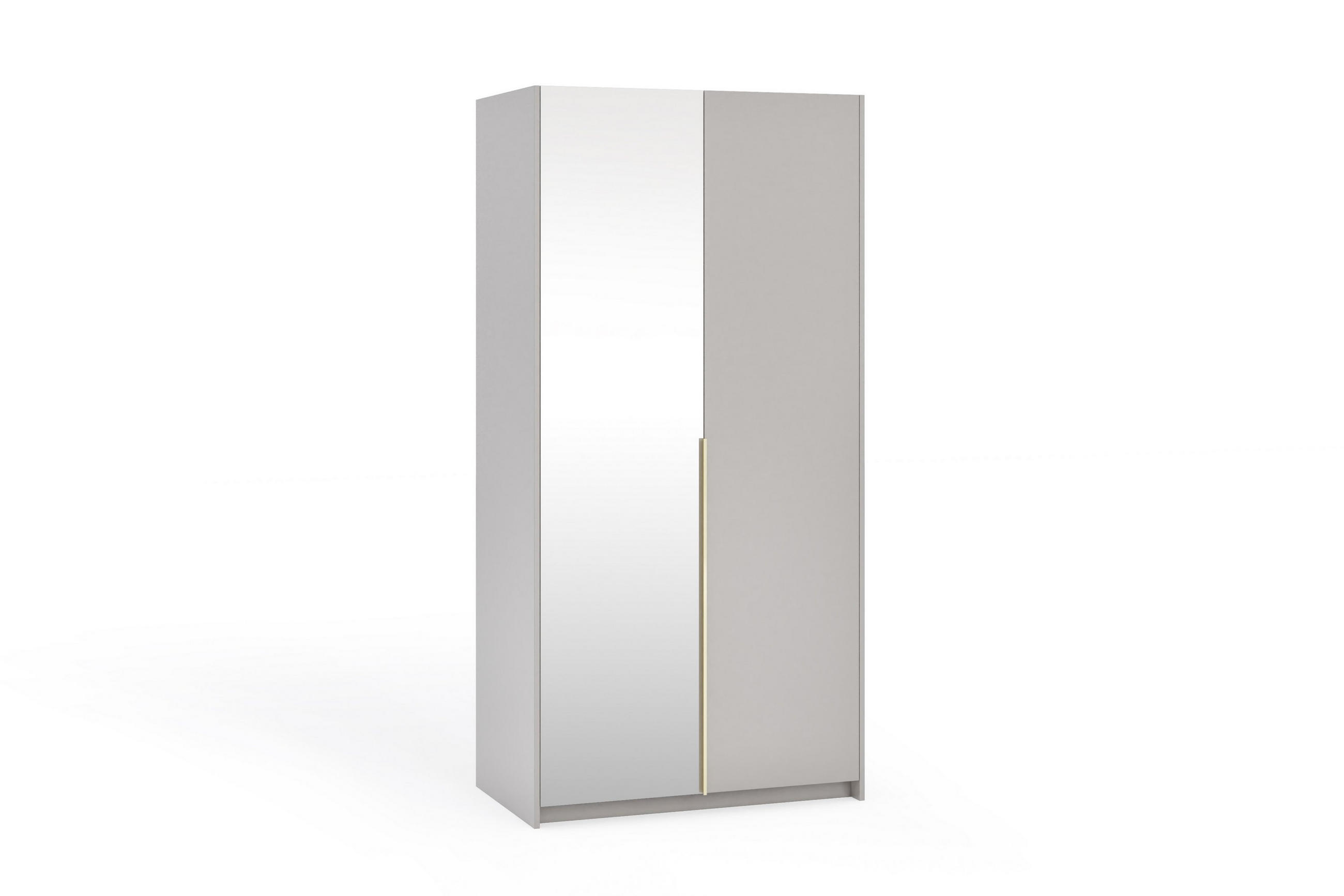 DREHTÜRENSCHRANK THALIA 100/204/58cm 2-türig mit Spiegel Kaschmir - Kaschmir, Holzwerkstoff (100/204/58cm) - MASSENO