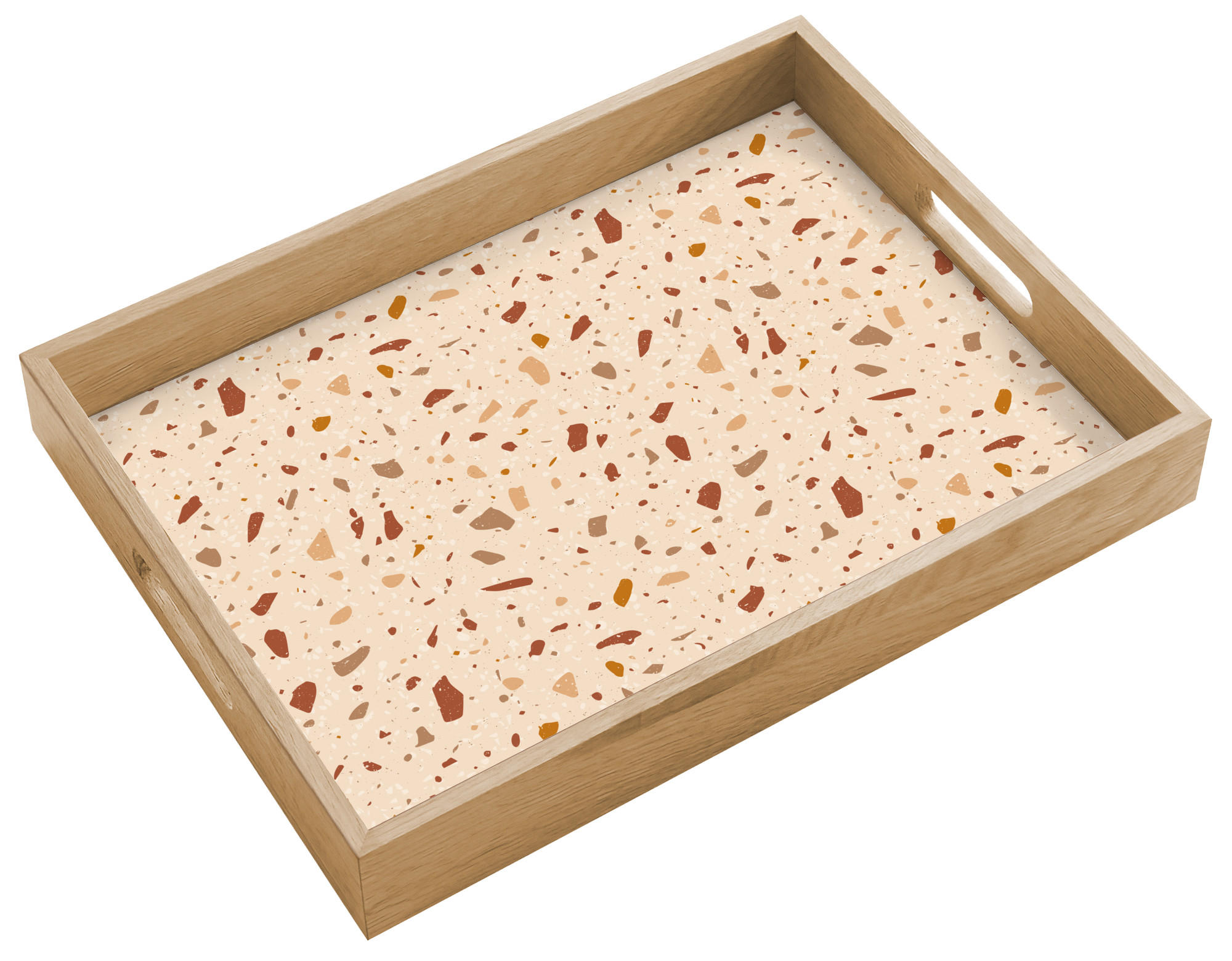 TABLETT Terrazzo - Muster - Bunt - Stein 40x30 cm - Beige, Holz (40/5/5cm) - OnlyWow