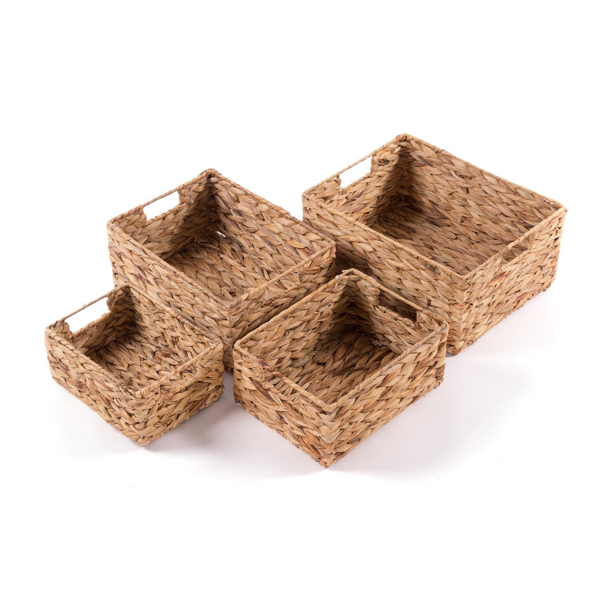 AUFBEWAHRUNGSBOX-SET Cesto 4-teilig Wasserhyazinthe geflochten, 4 verschiedene Größen naturfarben - Naturfarben, Naturmaterialien (18cm) - CREEDWOOD