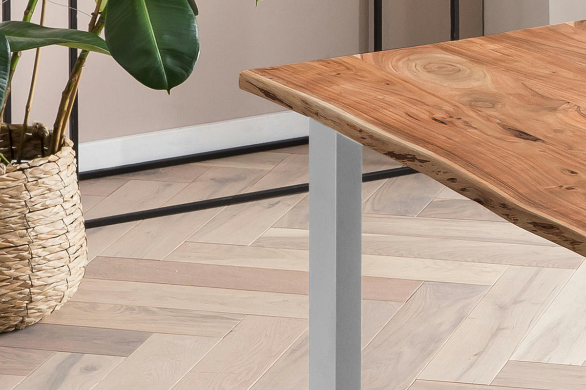 ESSTISCH MAX - Silberfarben/Braun, Holz/Metall (80/80/77cm) - SAM