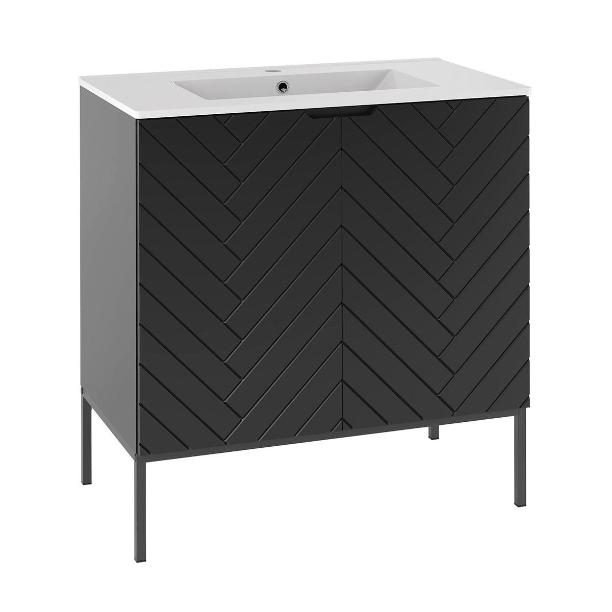 BADMÖBEL 80cm Daria 2er-Set Schwarz - Schwarz, Holzwerkstoff (80/82/45.8cm) - Petits-meubles