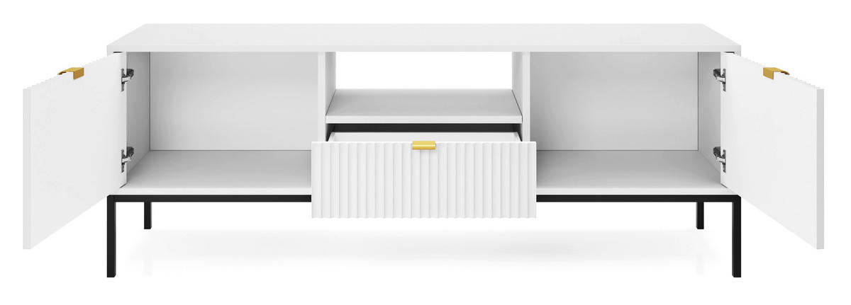 TV-SCHRANK Vellore Weiß 154 cm - Goldfarben/Schwarz, Holzwerkstoff/Metall (154/56/39cm) - Selsey