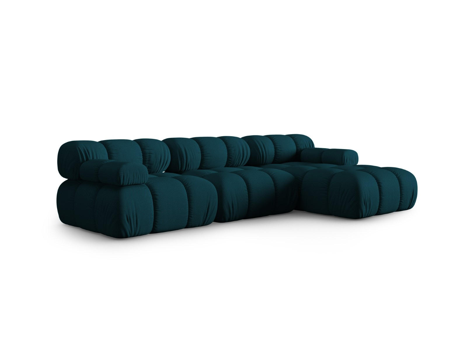 ECKSOFA modular rechts Bellis aus 3D-Stoff marineblau 4 Sitzplätze - Blau, Textil (155/282cm) - Micadoni