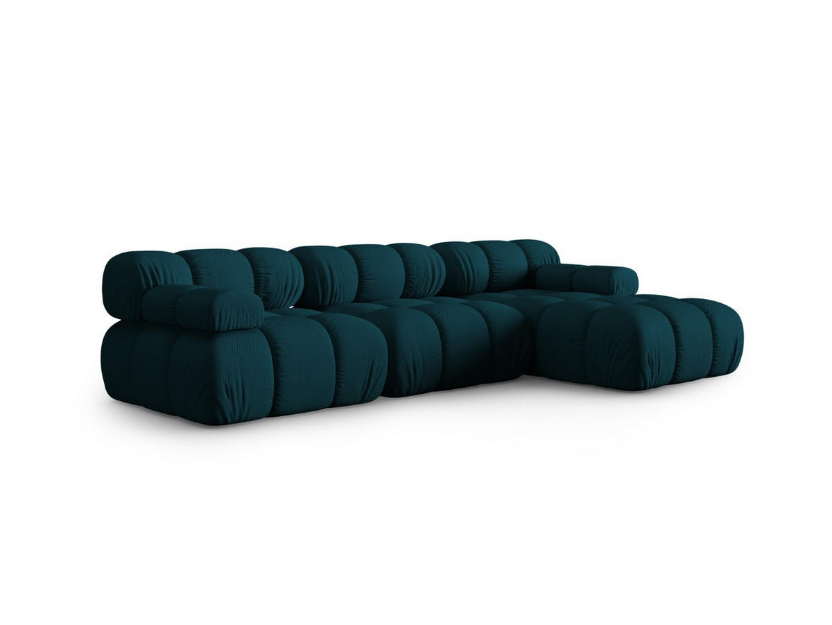 ECKSOFA modular rechts Bellis aus 3D-Stoff marineblau 4 Sitzplätze - Blau, Textil (155/282cm) - Micadoni