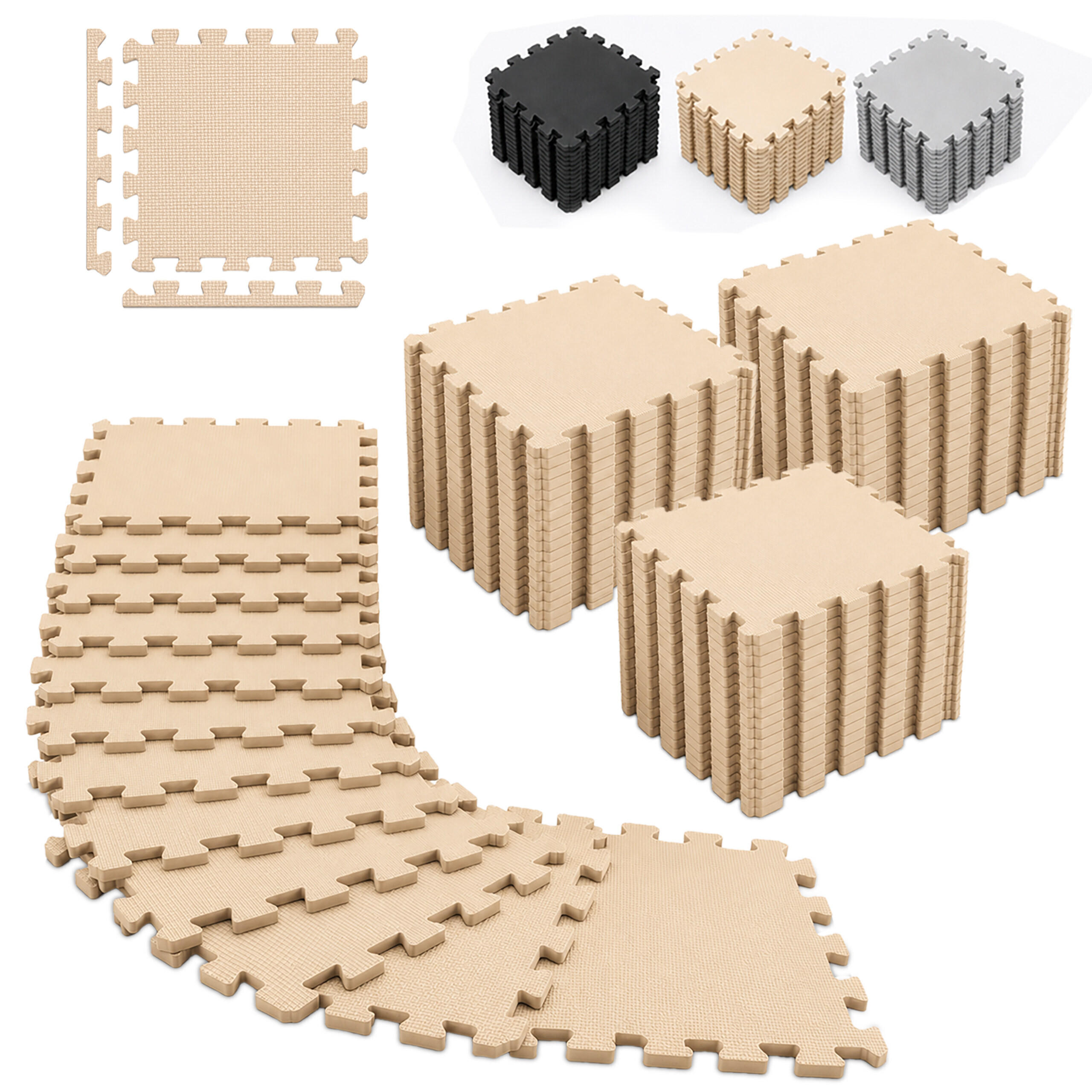 BODENSCHUTZMATTE Beige 54er-Set 30x30 cm - Beige, Textil (30/30cm) - Relaxdays