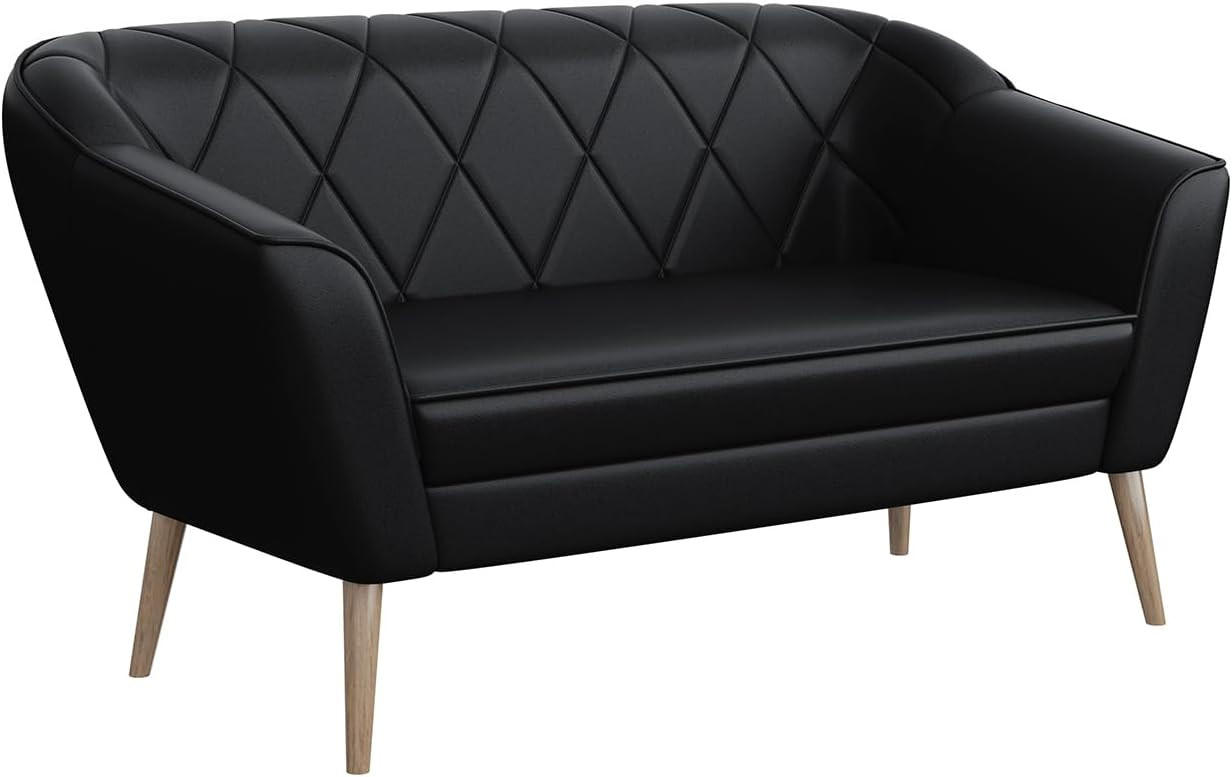 SOFA Gisela (2-Sitzer) - Buchefarben/Schwarz, Holzwerkstoff/Buchenholz (140/75/74cm) - Meblini