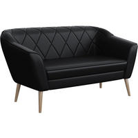 SOFA Gisela (2-Sitzer) - Buchefarben/Schwarz, Holzwerkstoff/Buchenholz (140/75/74cm) - Meblini