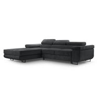 ECKSOFA L Form Arborio Dunkelgrau 280/203/90 cm Links mit Schlaffunktion - Schwarz, Textil/Metall (203/280cm) - AX Living