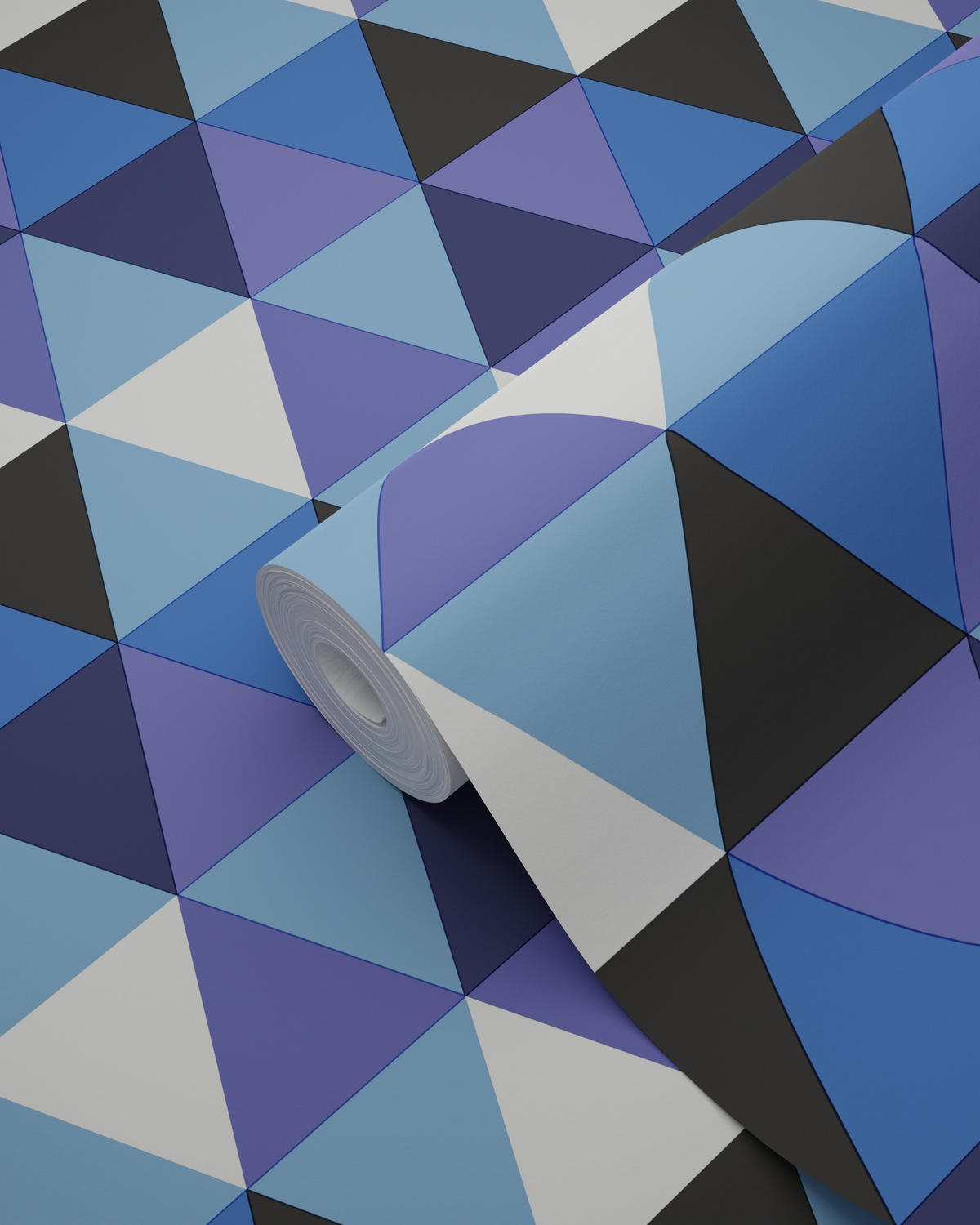 TAPETE grafische Dreiecke 53 cm x 10.05 m - Blau, Papier (53/1000cm) - Origin Wallcoverings