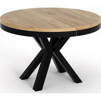 ESSTISCH Clara runder ausziehbarer, Craft Eiche 120-200/120/76 cm - Eiche Wotan/Schwarz, Holzwerkstoff/Metall (120/120/76cm) - WFL GROUP