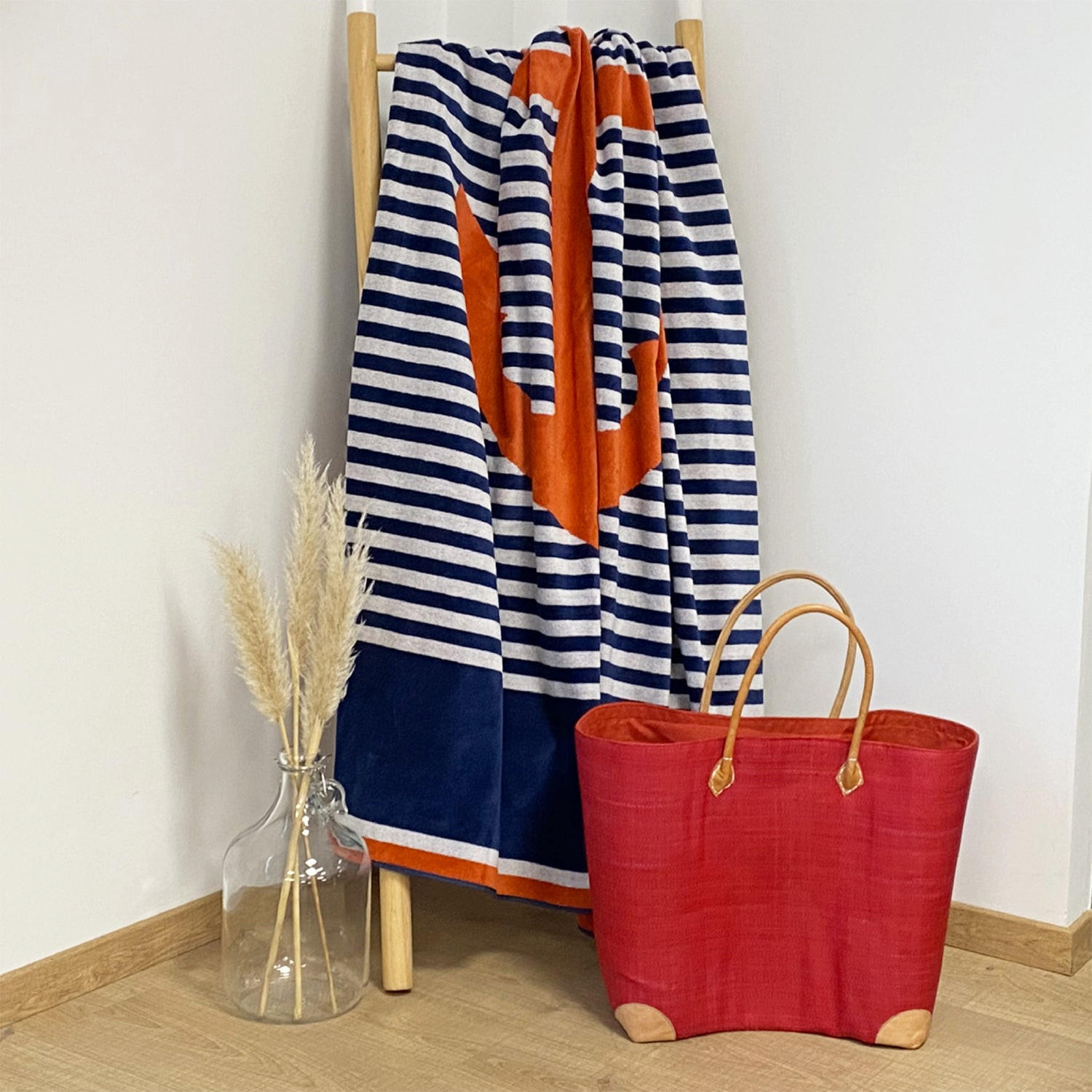 STRANDTUCH Frottee Velours Jacquard Cliffe 140x180 400g/m² - Blau, Textil (140/180cm) - LE COMPTOIR DE LA PLAGE