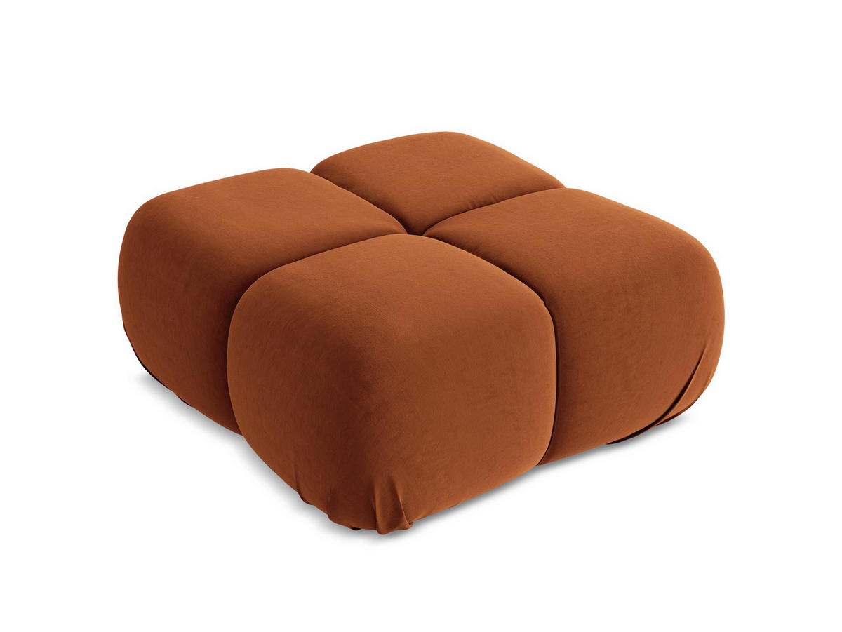 POUF Samt Stoff Orange - Beige/Terra cotta, Kunststoff/Textil (95/41/95cm) - Makamii