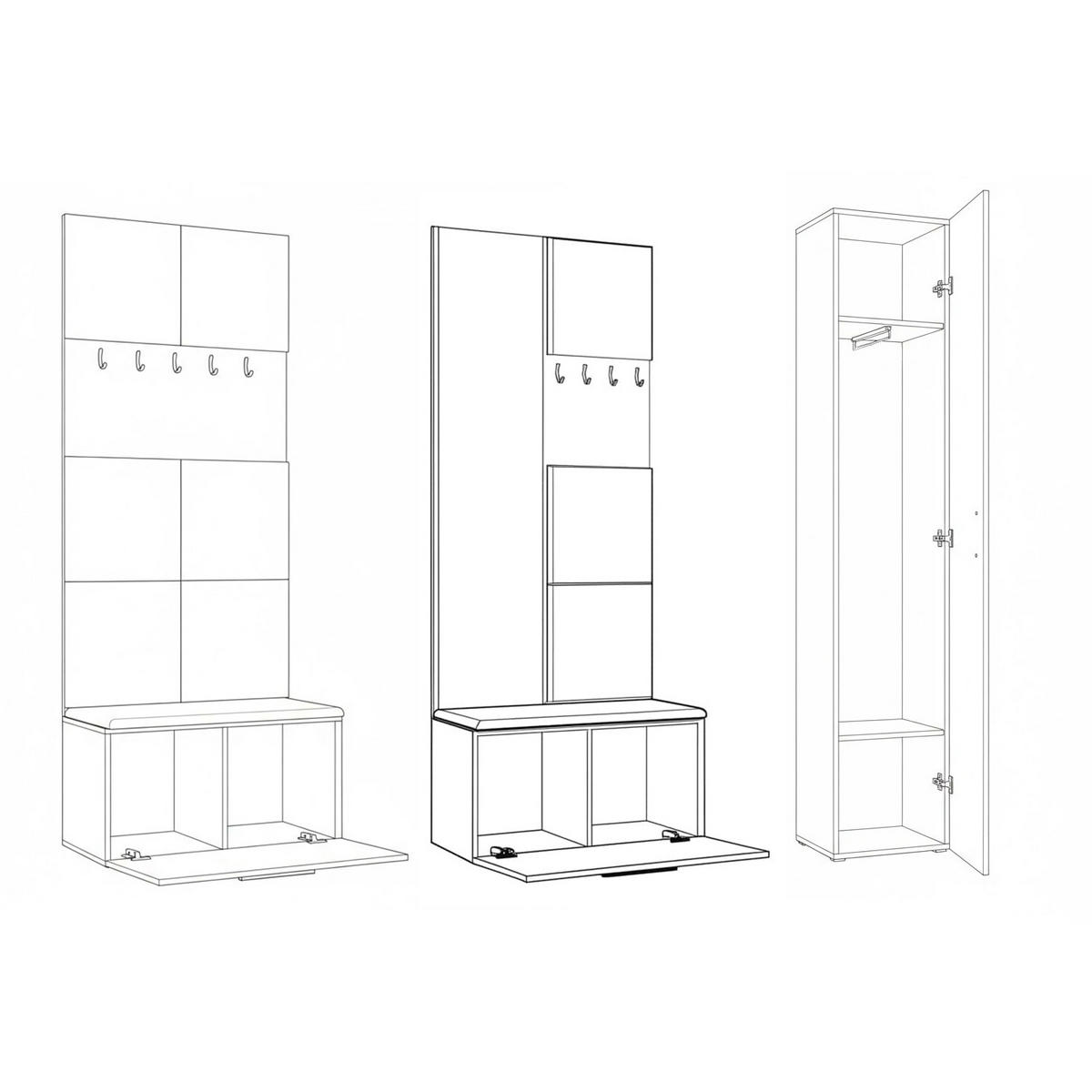 GARDEROBENSCHRANK MODULO 201,2/204/40 cm Modern Garderobe-Set Grau - Schwarz/Grau, Holzwerkstoff (201.2/204/40cm) - MASSENO